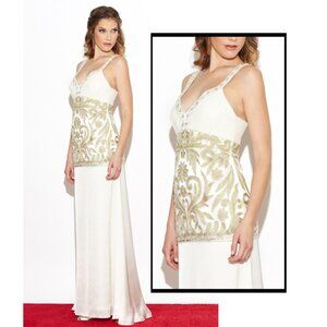 SUE WONG GOWN DRESS WEDDING V-NECKLINE IVORY BEADED